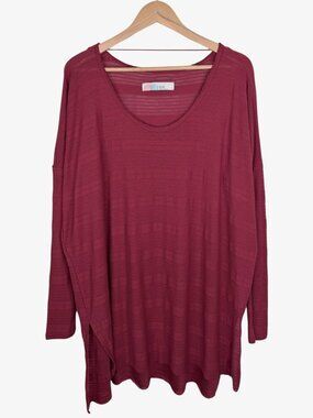 FREE PEOPLE FP BEACH Double Slit Drop Shoulder Tunic/Cover Up - Burgundy - O/S